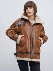 Sherpa Lined Suede Shearling Flight Jacket