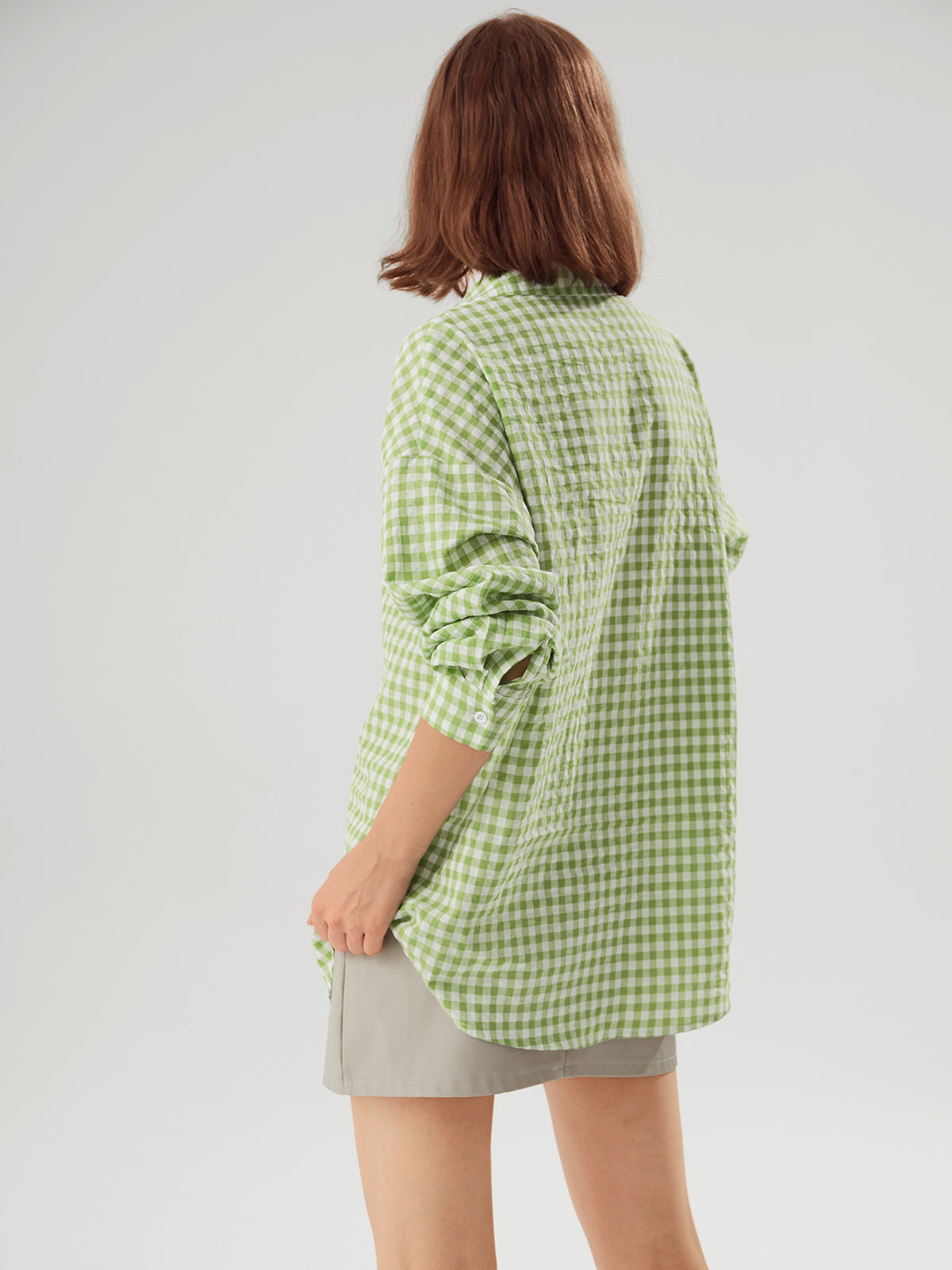 Oversized Gingham Collared Shirt