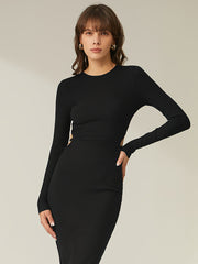 Long Sleeve Back Strap Full Dress