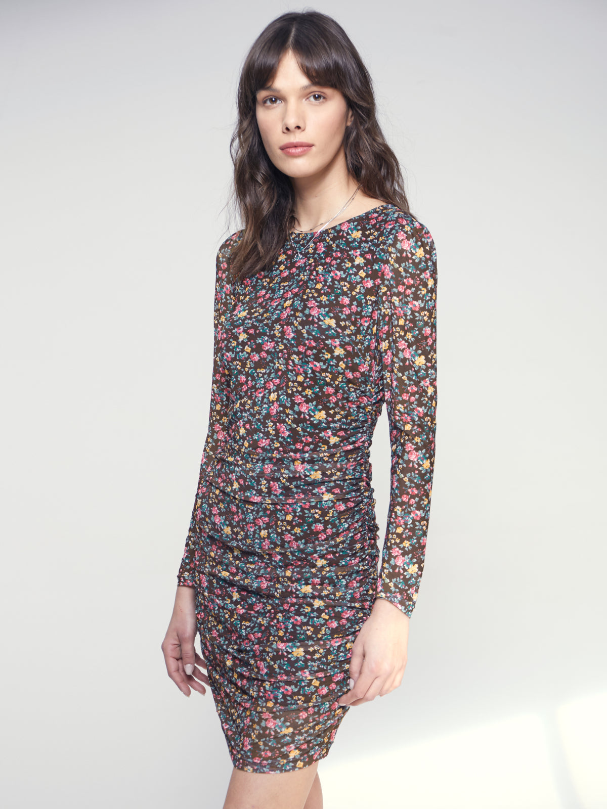 Long Sleeve Mini Floral Mini Dress