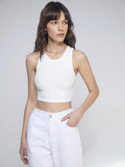 Solid Colored Cropped Sleeveless Top