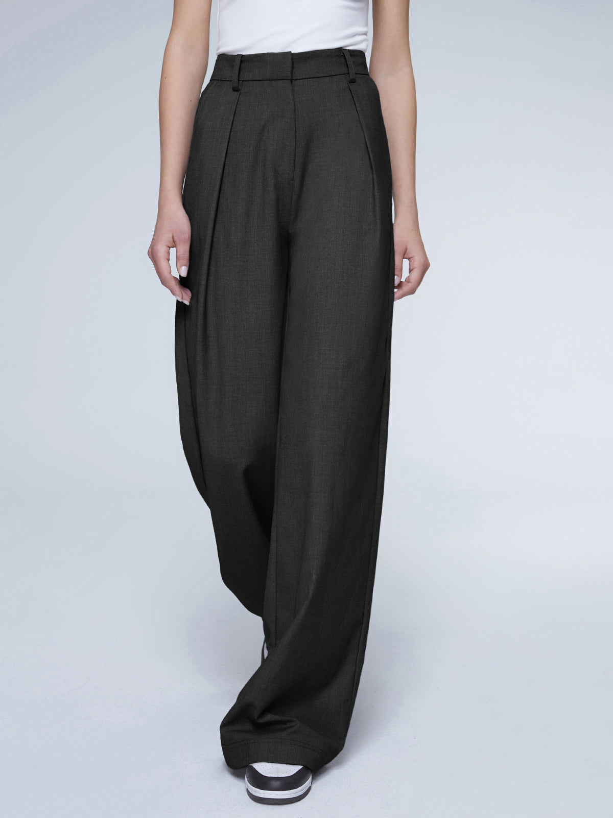 Oversized High Waisted Pleat Front Trousers