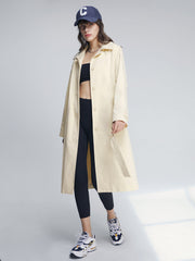 Mid-Length Belted Collared Trench Coat