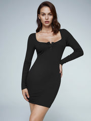 Meltaway Scoop Neck Long Sleeve Henley Dress