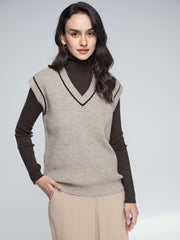 V Neck Regular Fit Varsity Sweater Vest