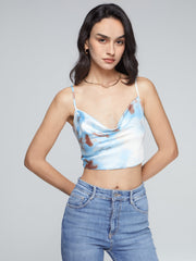 Ethereal Print Cowl Neck Cami Strap Top