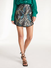 Leaf Print Mini Skirt