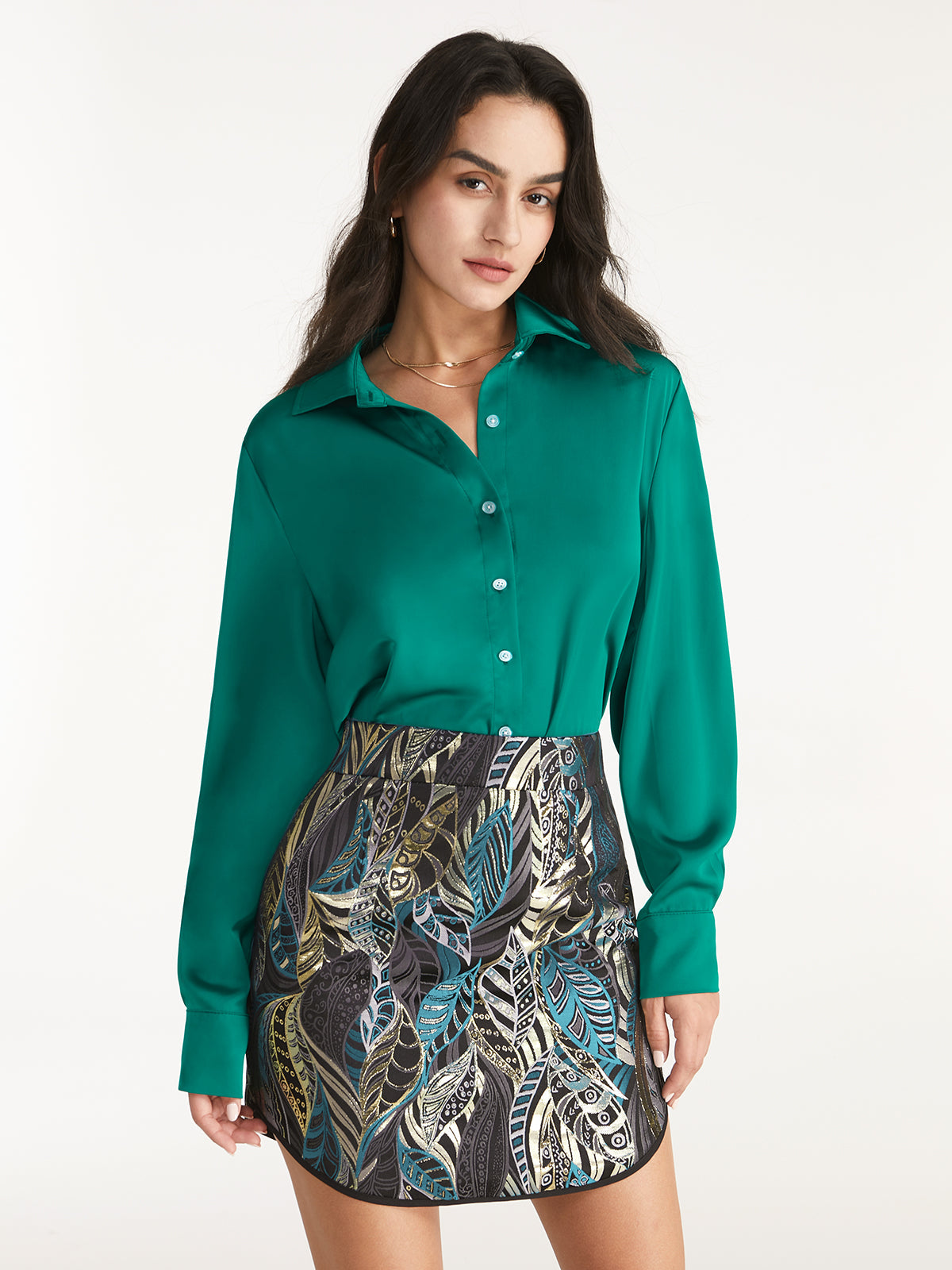 Collared Button Up Emerald Green Shirt