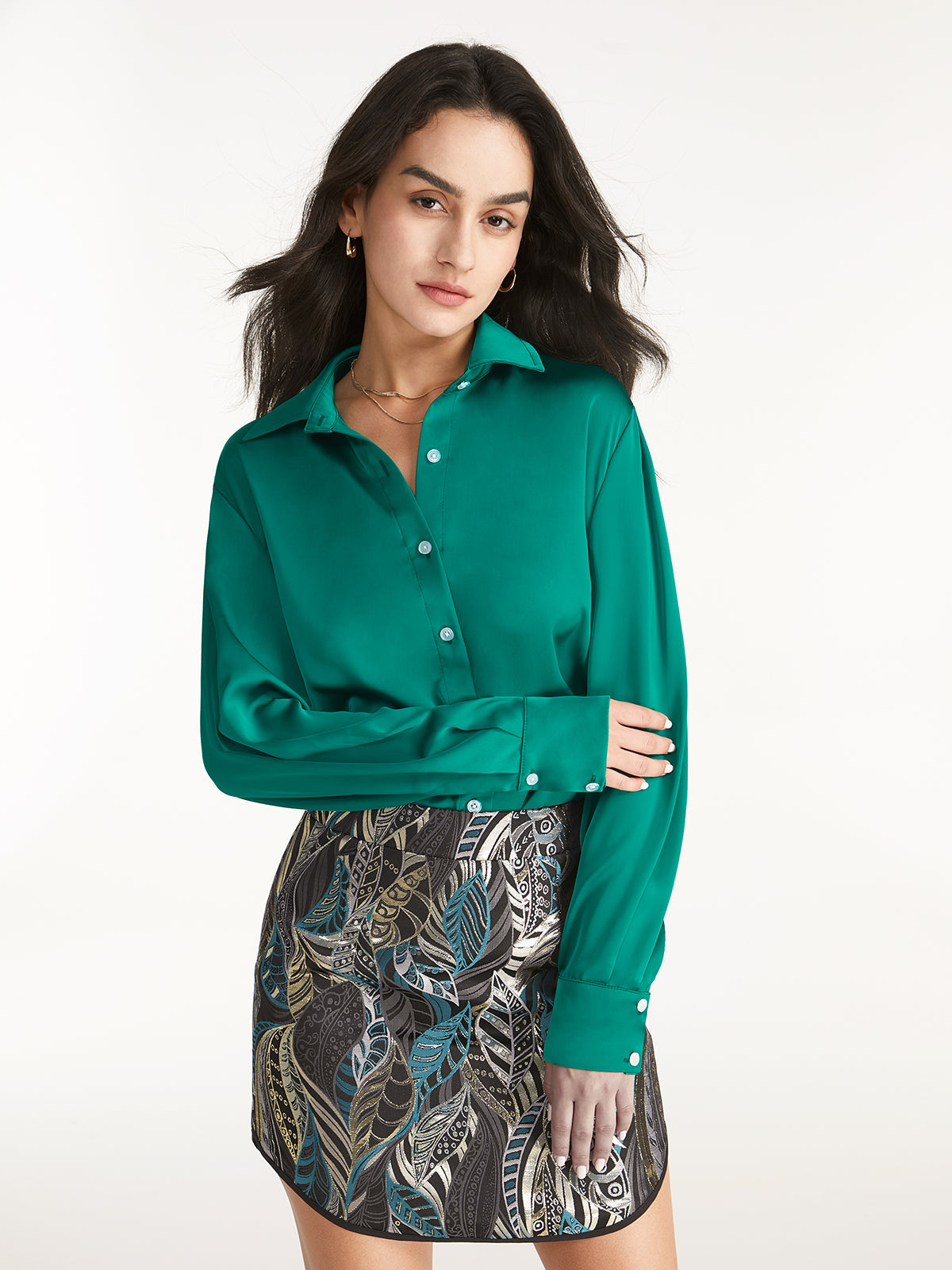 Collared Button Up Emerald Green Shirt