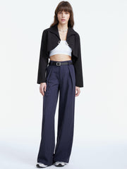 High Waisted Wide Leg Pinstripe Trousers