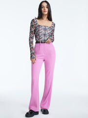 High Waisted Stretch Flare Pants With Seam Detail