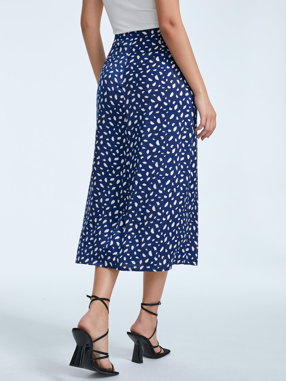 Petals Print High Waisted A Line Slit Skirt