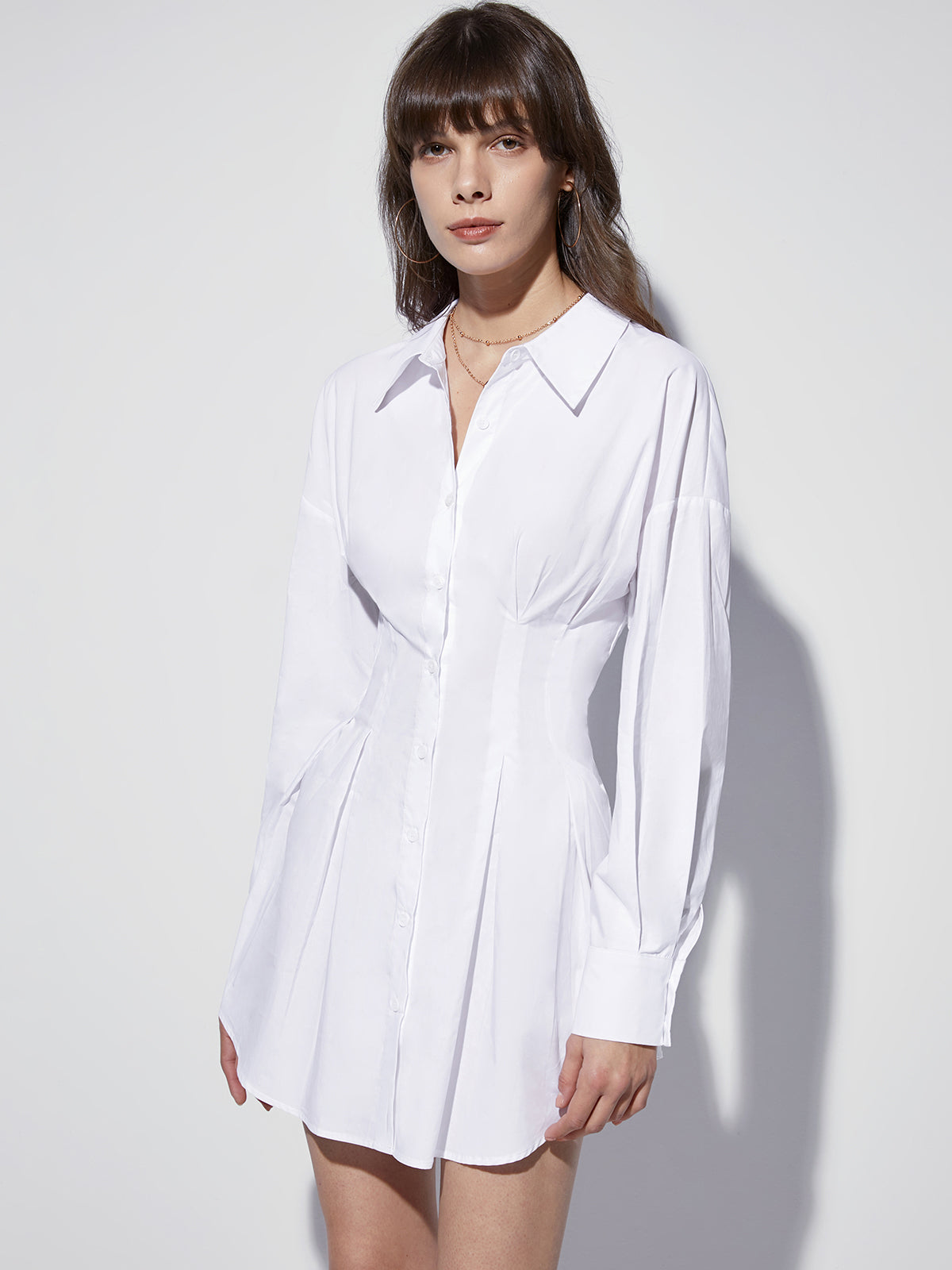 Waist Trimming Shirt Dress