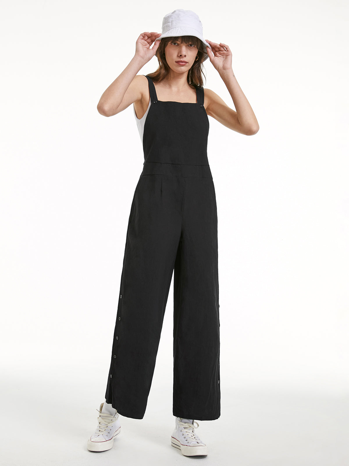 Backless Square Neck Wide Leg Overalls