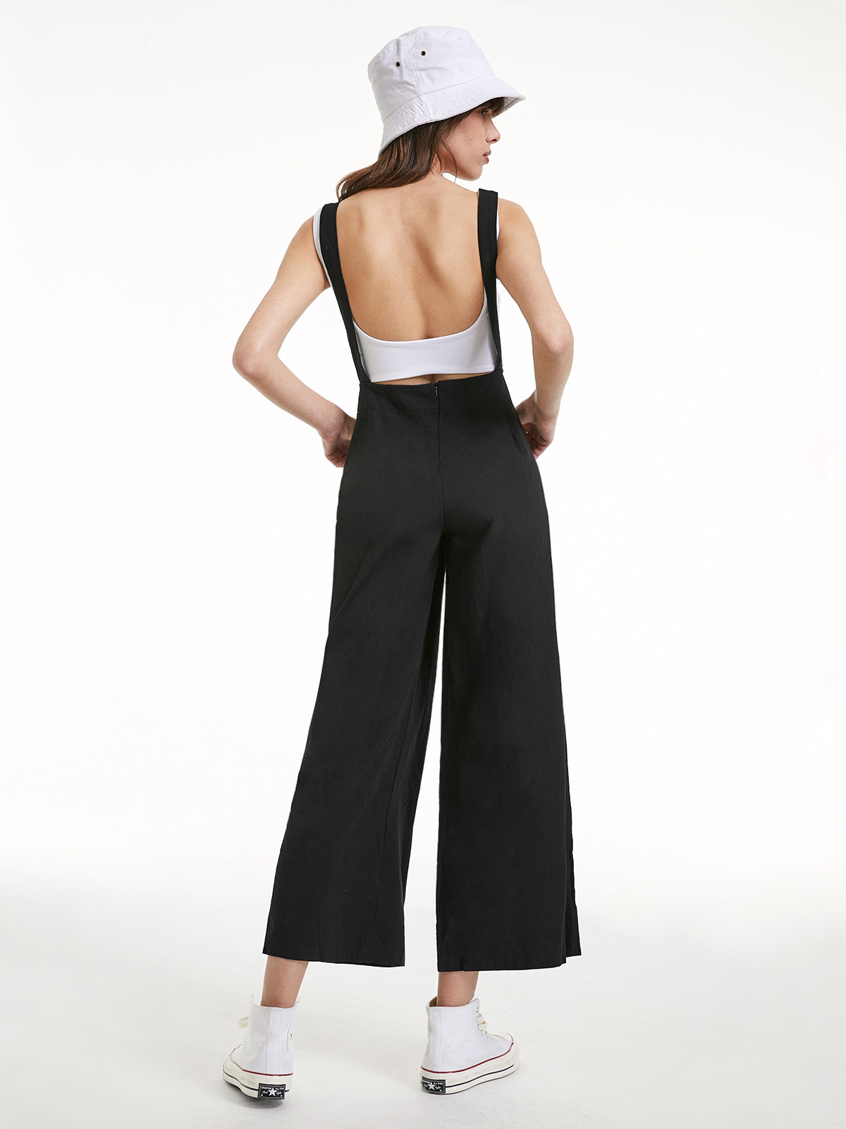 Backless Square Neck Wide Leg Overalls