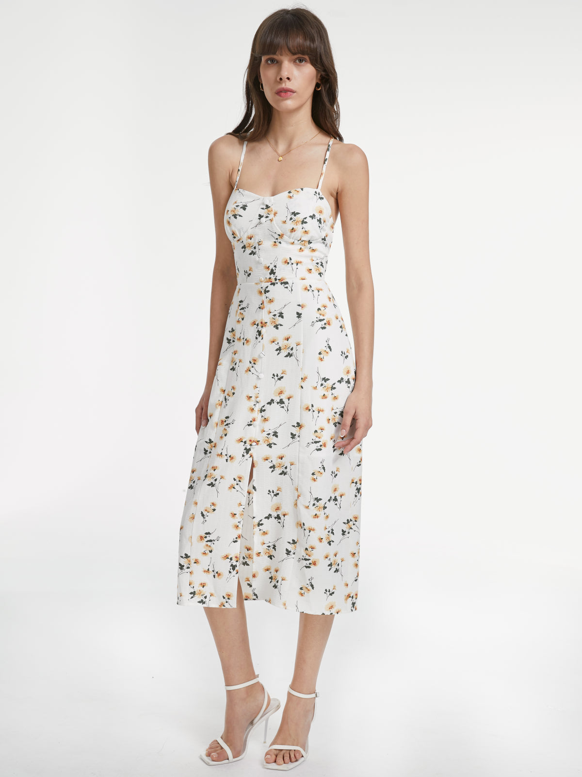 Coneflower Garden Slit Midi Dress