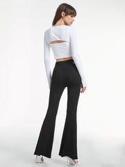 High Waisted Cutout Ring Belt Pants