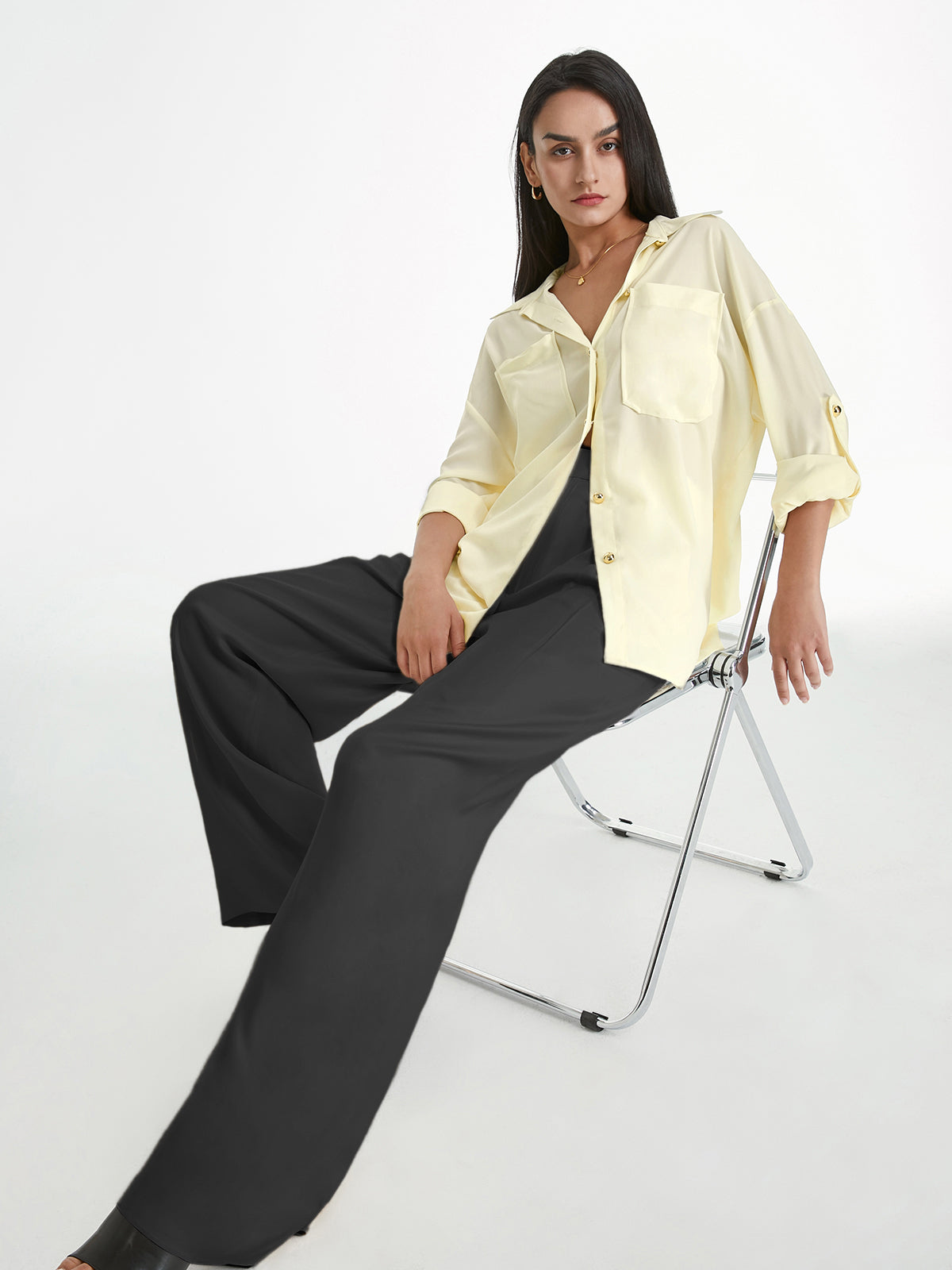 High Waisted Relaxed Fit Wide Leg Loose Trousers