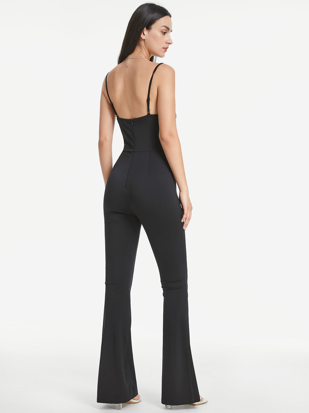 Ultra Sleek Sweetheart Contour Flare Leg Tank Jumpsuit