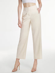 High Waisted Cropped Straight Leg Trousers