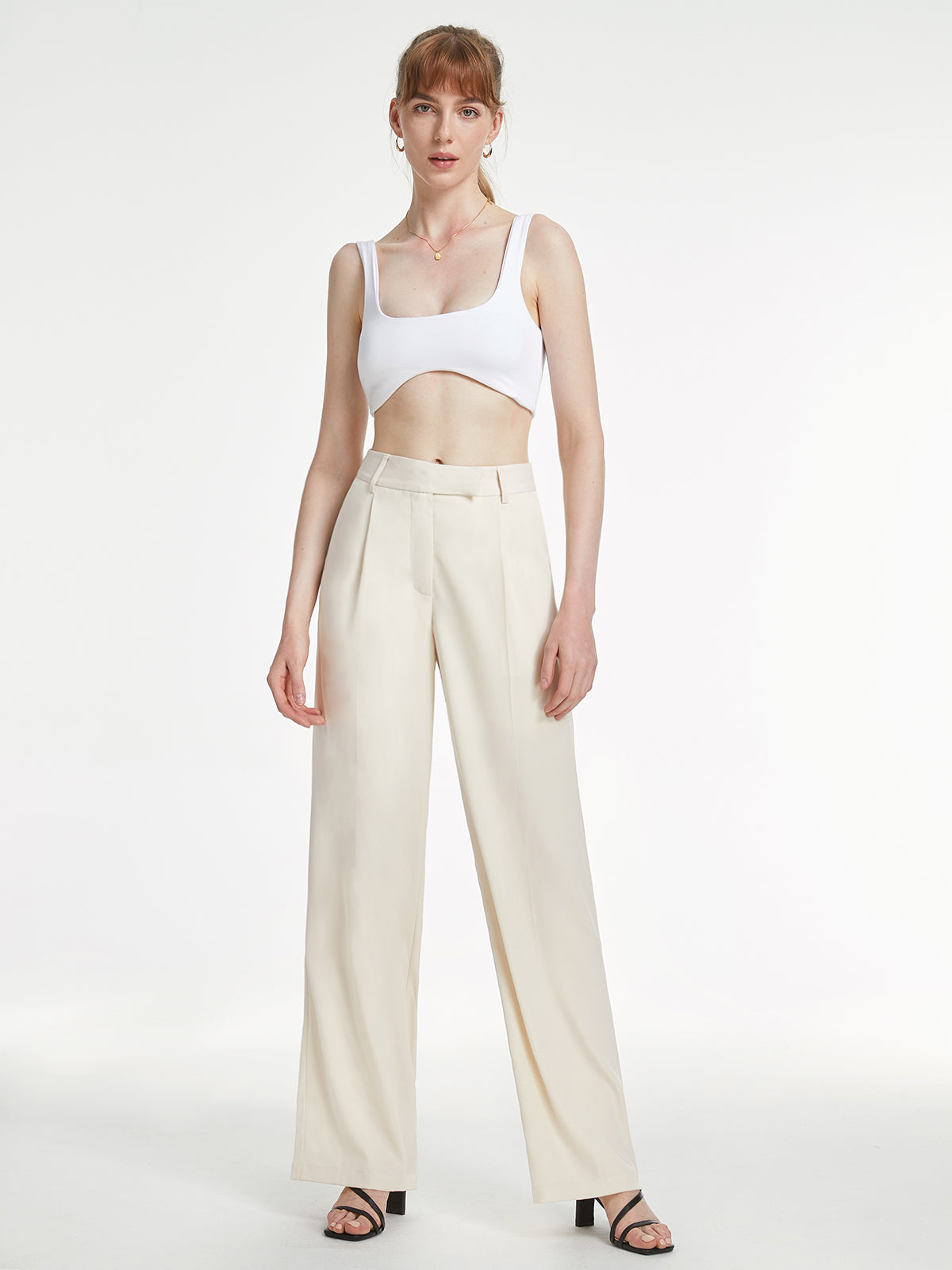 High Waisted Straight Leg Trousers