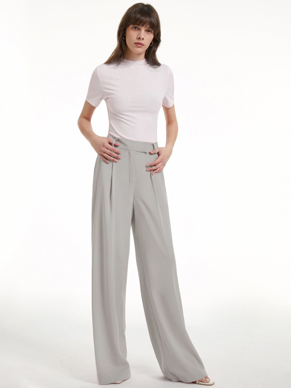 High Waisted Wide Leg Regular Fit Trousers