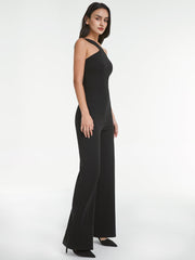 One Shoulder Strap Sleevless Bodycon Wide Leg Jumpsuit