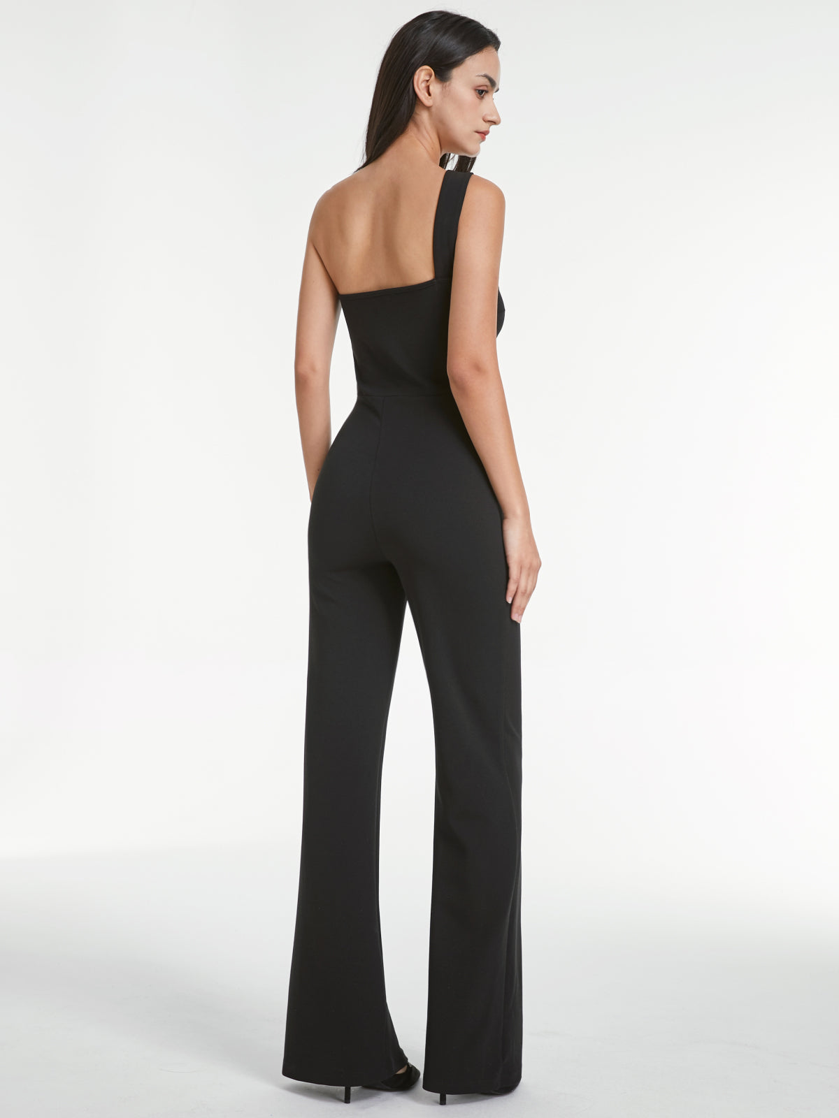 One Shoulder Strap Sleevless Bodycon Wide Leg Jumpsuit