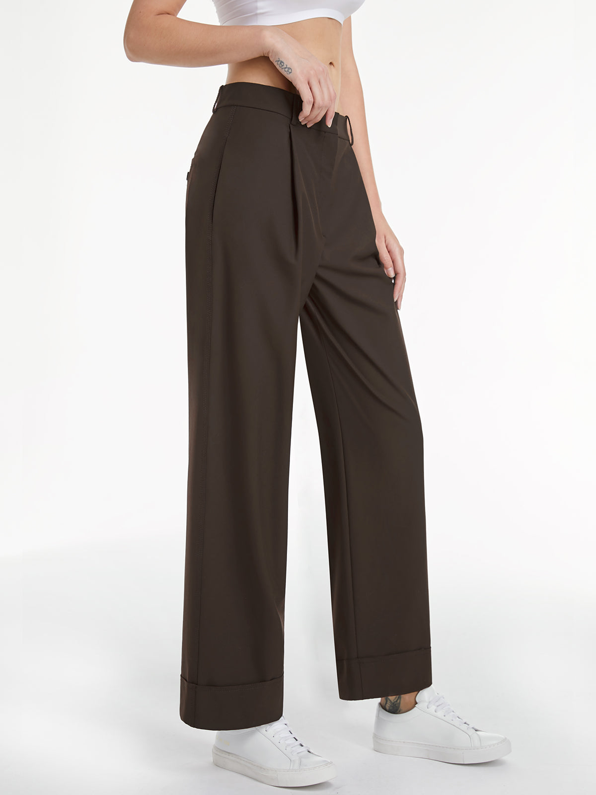 Mid Rise Wide Boxy Leg Trousers