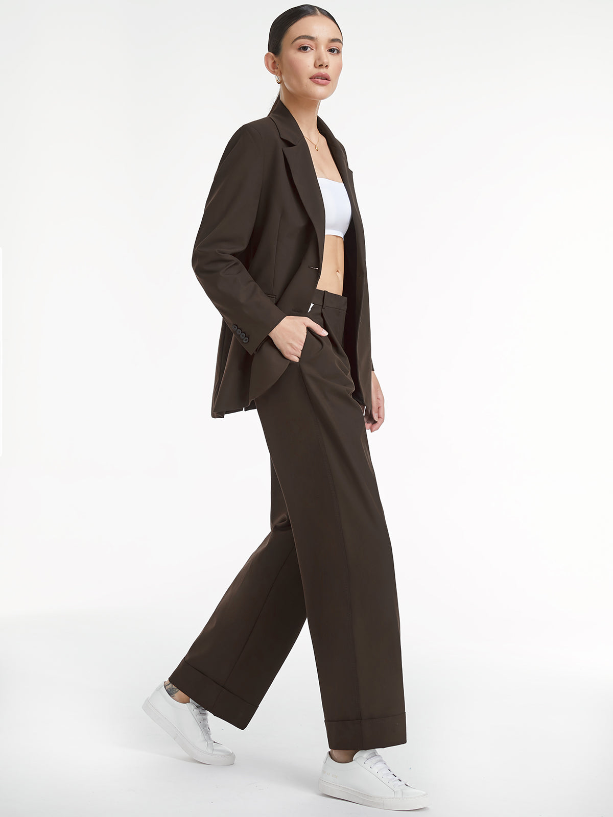 Mid Rise Wide Boxy Leg Trousers