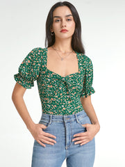 Sweetheart Short Ruffle Sleeve Garden Floral Top