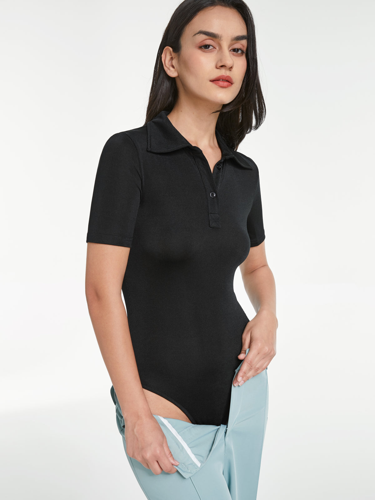 Button Up Polo T-Shirt Bodysuit