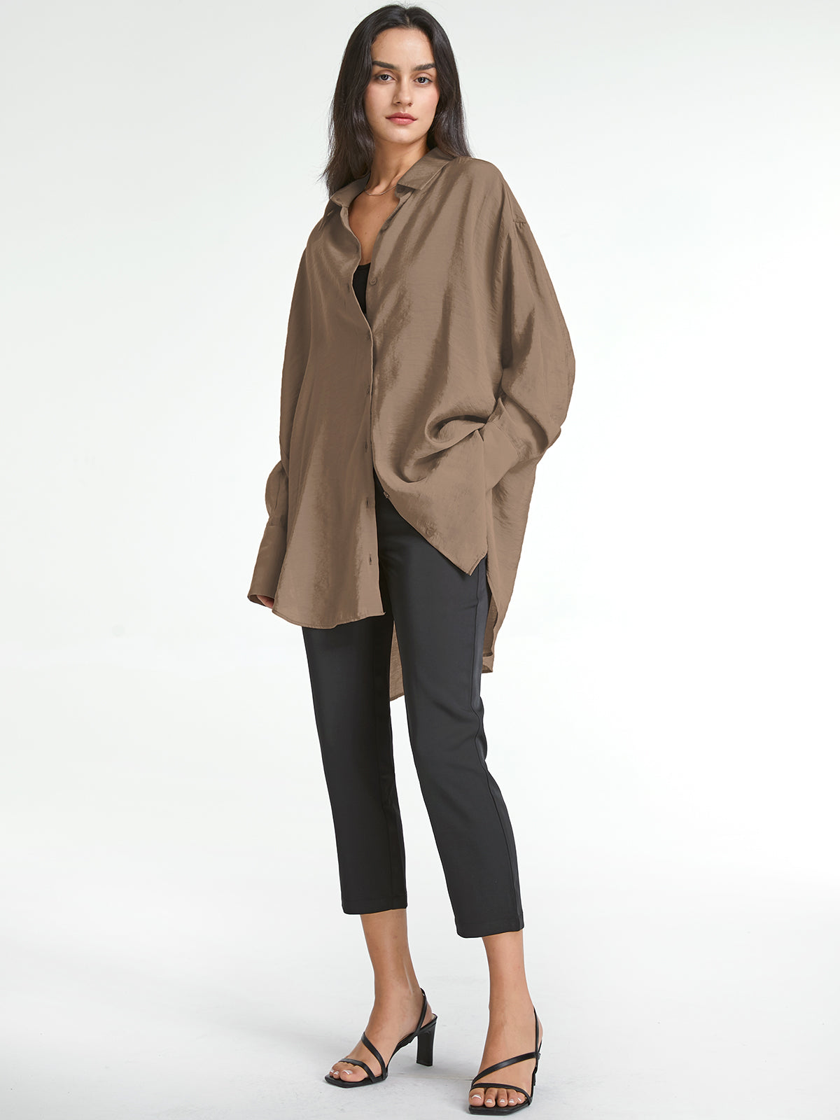 Drop Shoulder Oversized Button Up Shirt