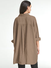 Drop Shoulder Oversized Button Up Shirt