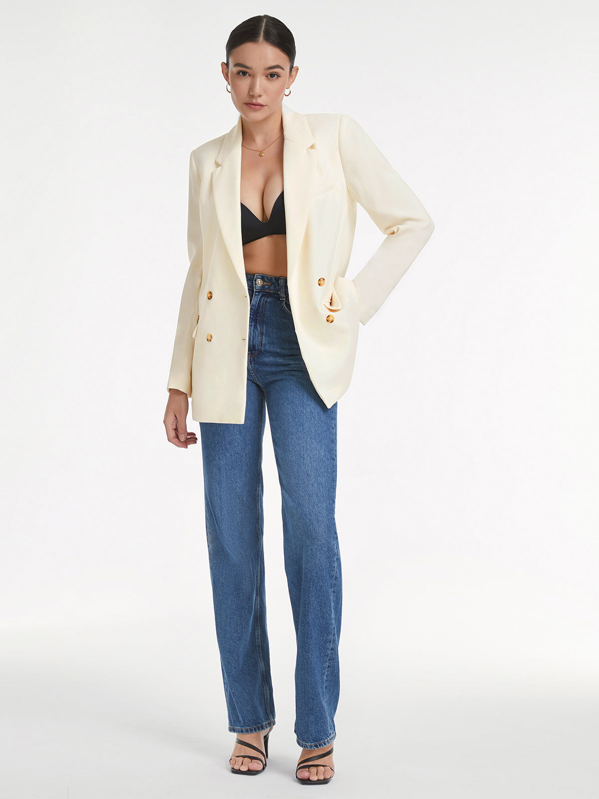 Double Breasted Notch Lapel Blazer