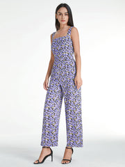 Square Neck Mauve Floral Tank Jumpsuit