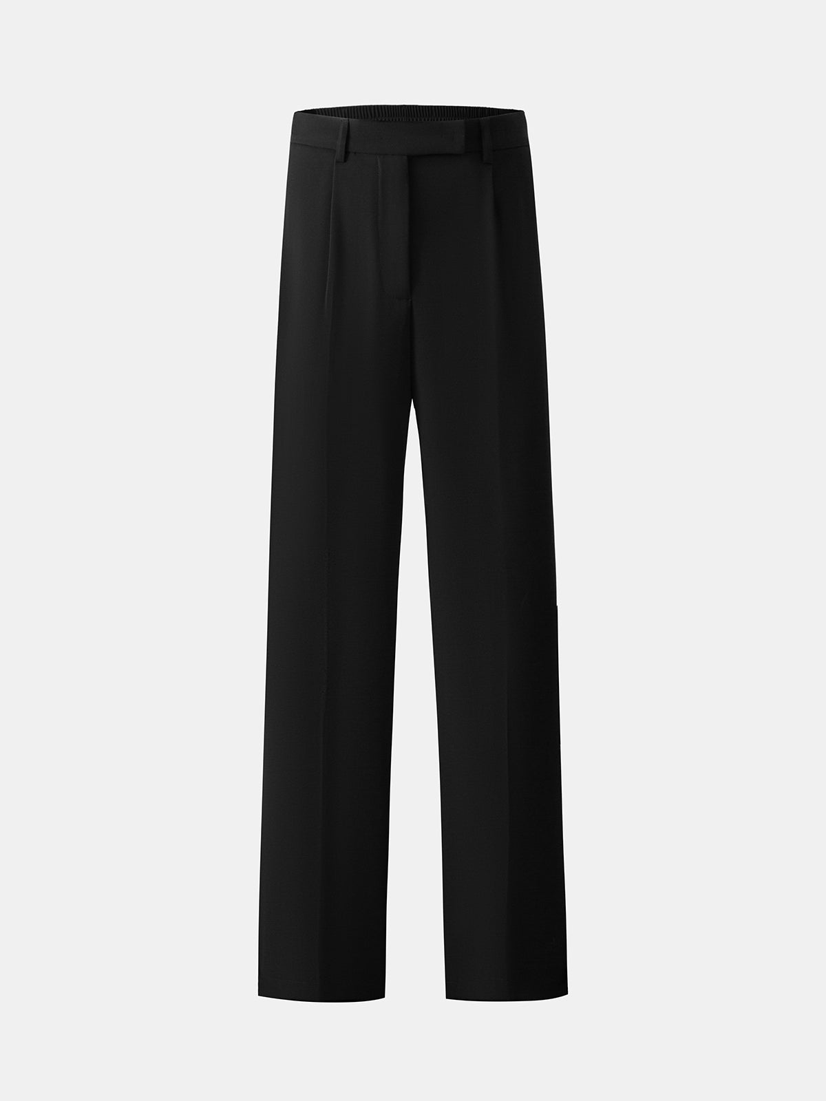 High Waisted Straight Leg Pleat Front Trousers