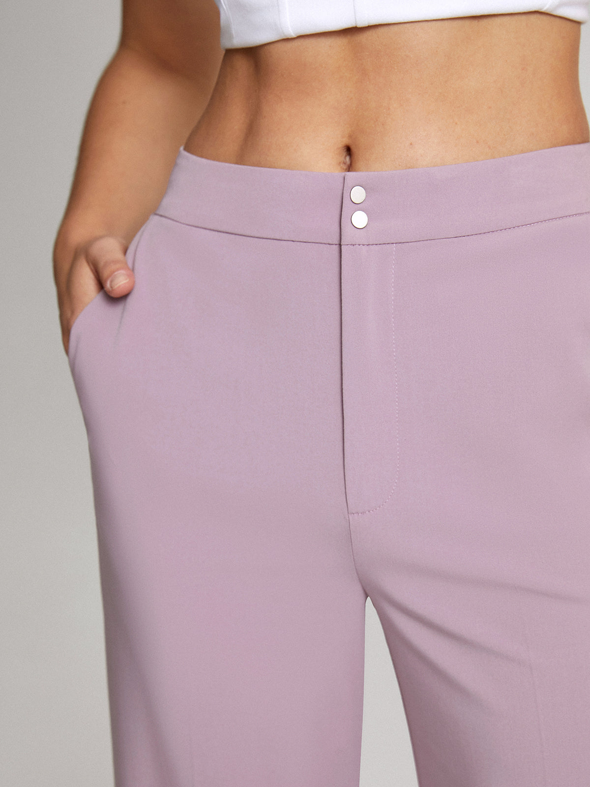 Mauve High Waisted Wide Leg Trousers