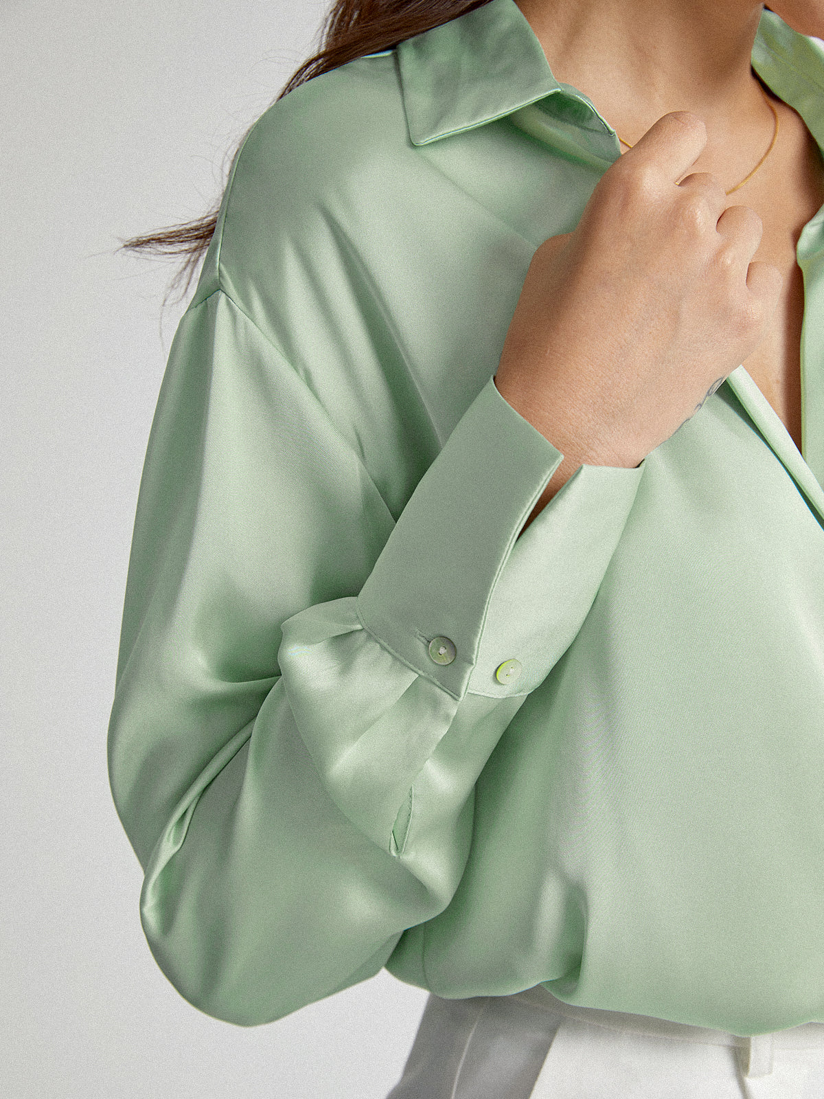 Satin Relaxed Fit Button Up Shirt