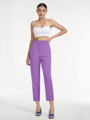 High Waisted Relaxed Fit Mauve Colored Trousers