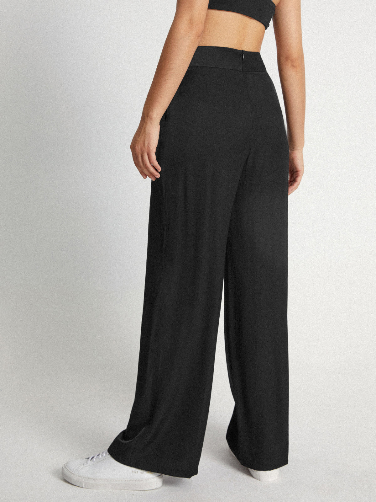 High Waisted Sleek Pleat Wide Leg Trousers