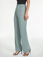 High Waisted Seam Detail Straight Leg Trousers