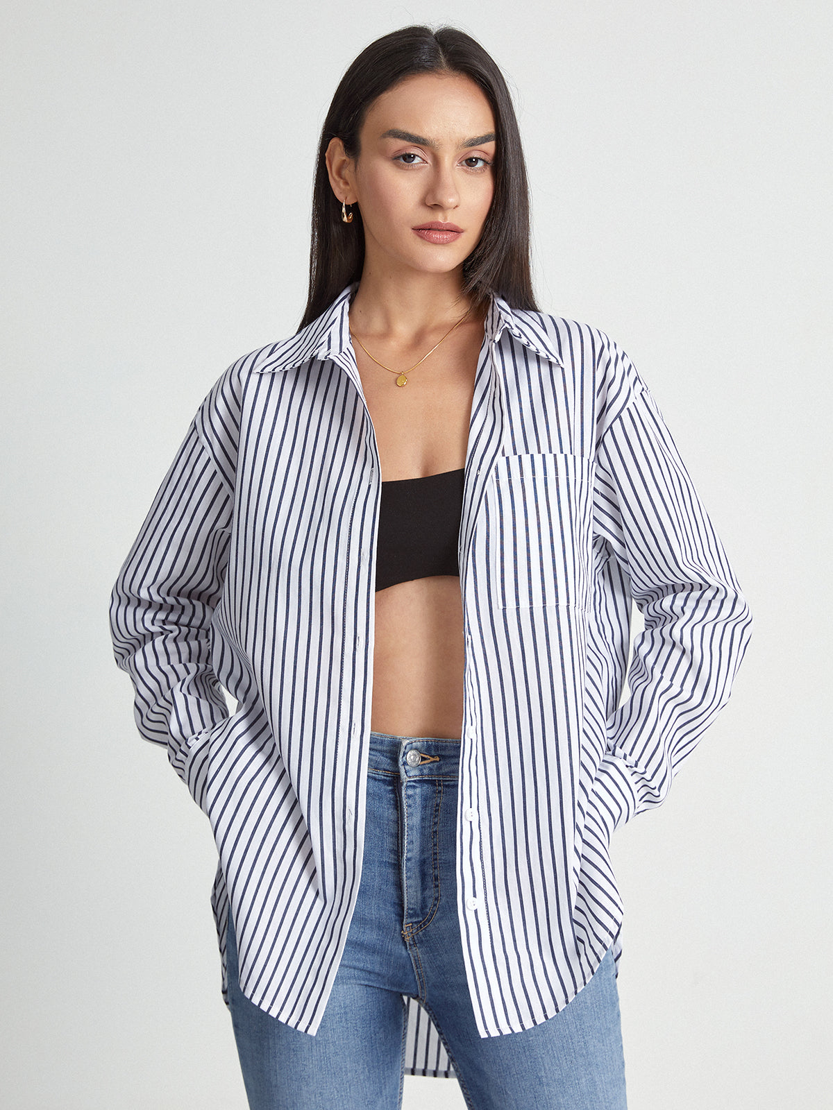 Striped Riviera Long Button Up Shirt