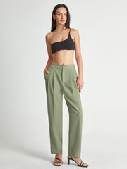 High Waisted Tapered Pleated Trouser Pants