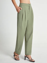 High Waisted Tapered Pleated Trouser Pants