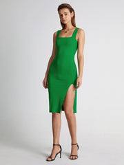 Square Neck Solid Colored Strap Dress