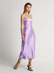 Mauve Silky Jewels Satin Dress