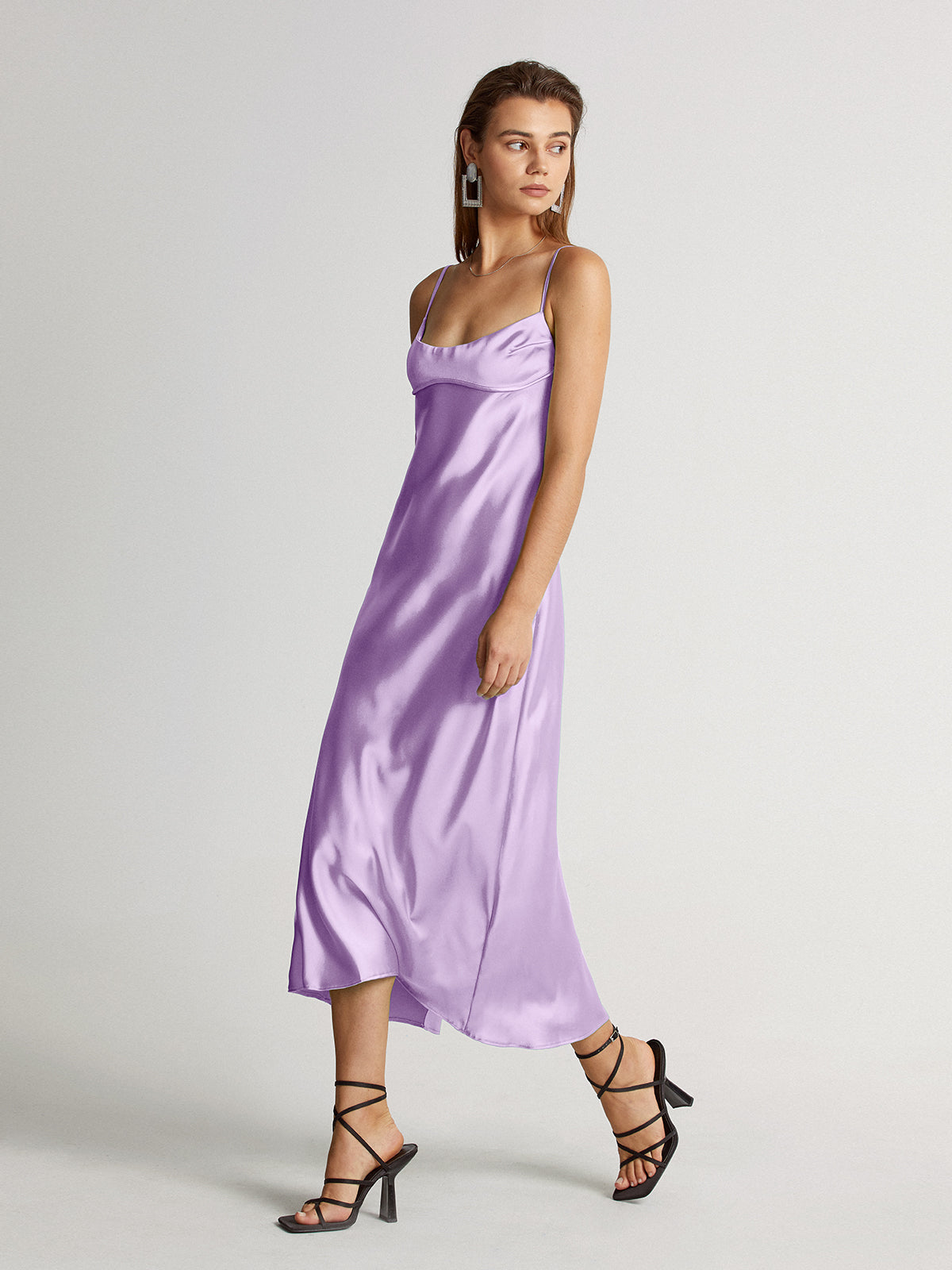 Mauve Silky Jewels Satin Dress