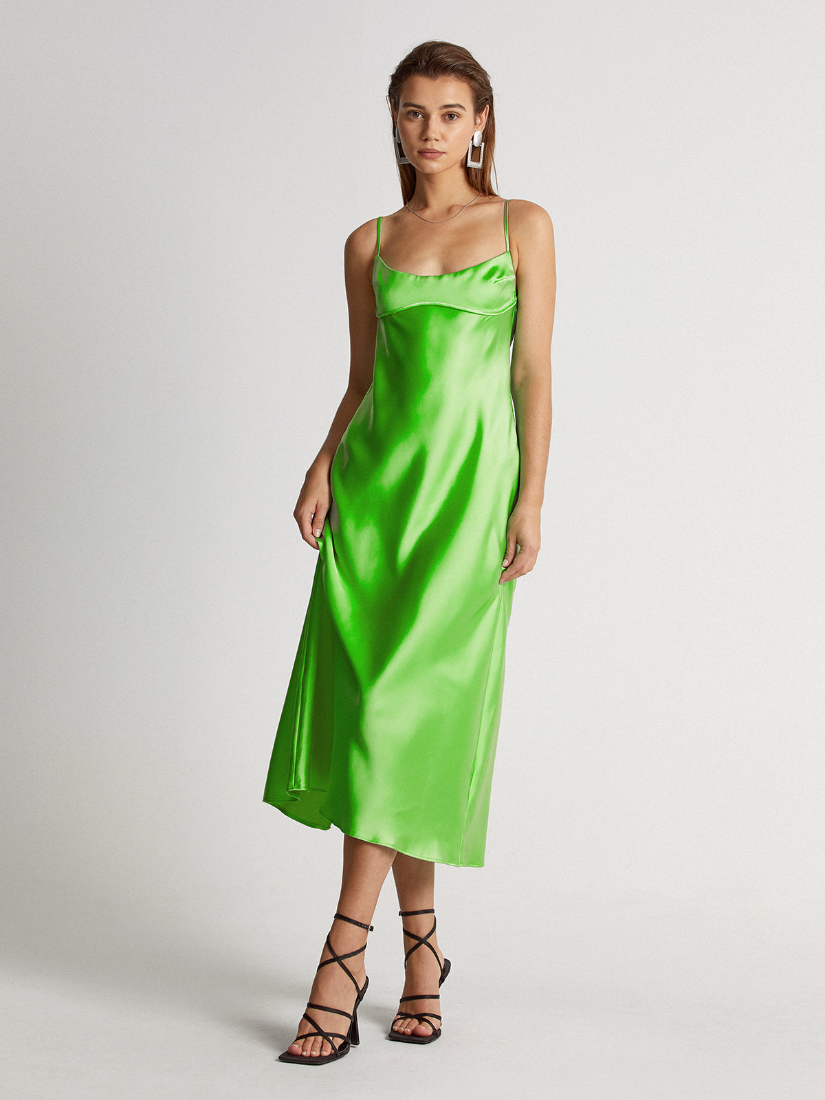 Be-Leaf In Me Satin Midi Dress