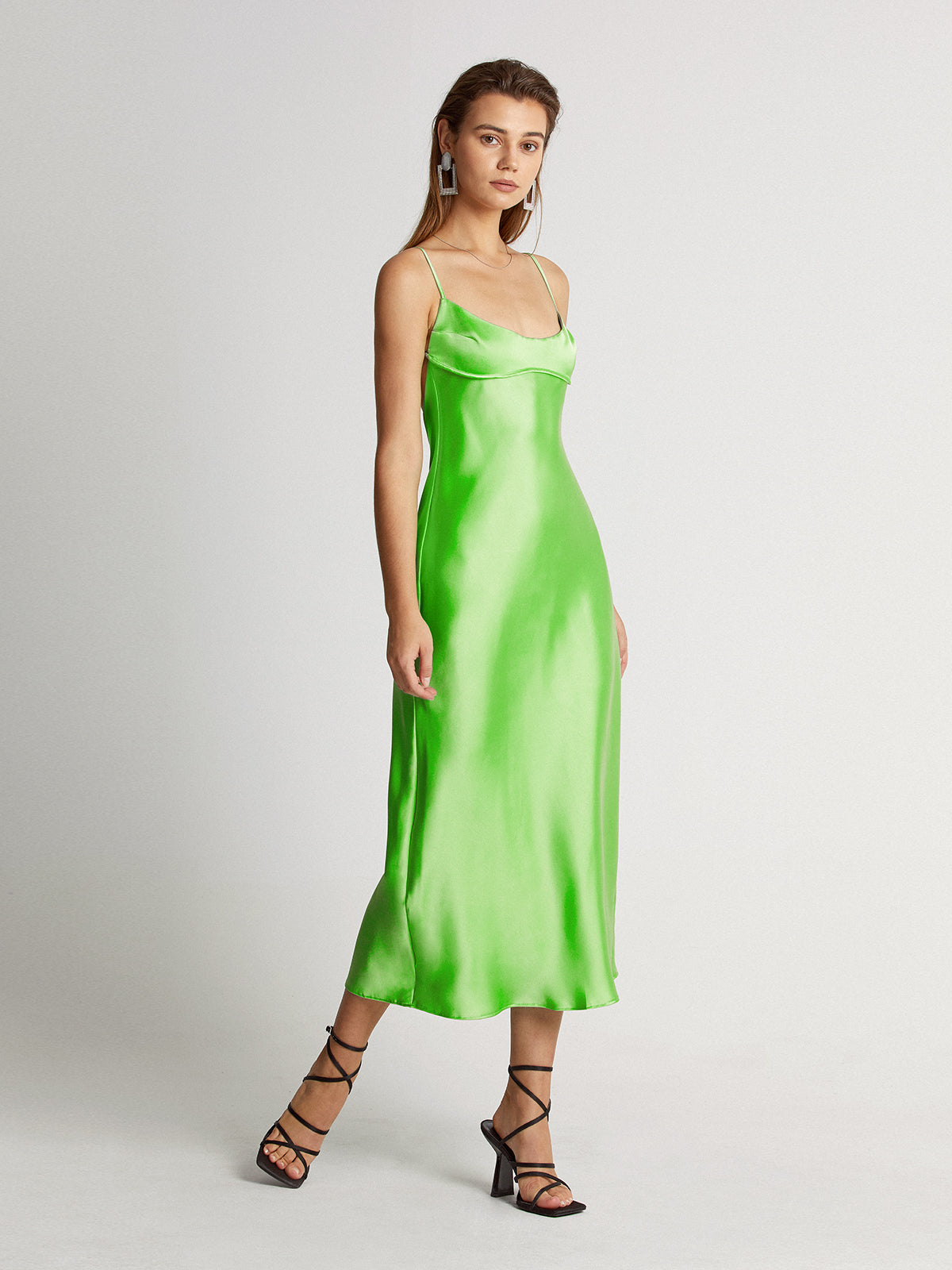 Be-Leaf In Me Satin Midi Dress